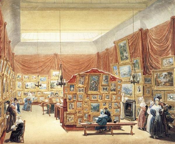 George Scharf Interior of the Gallery of the New Society of Painters in Water Colurs,Old Bond Street oil painting picture
